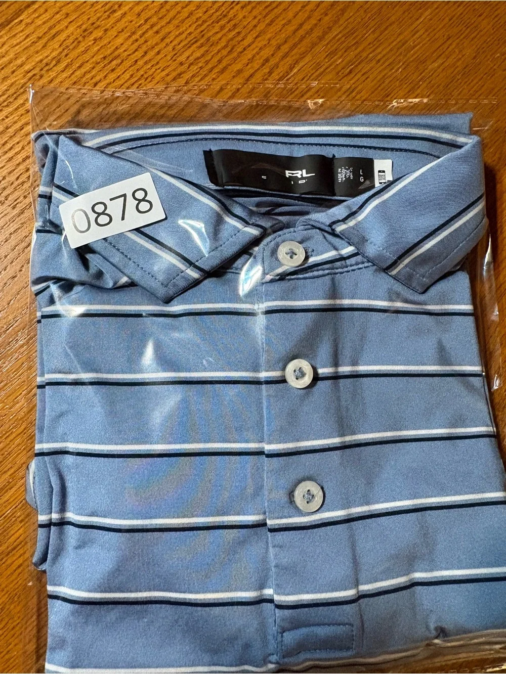 Ralph Lauren RLX Men’s Large Blue Striped Performance Golf Polo